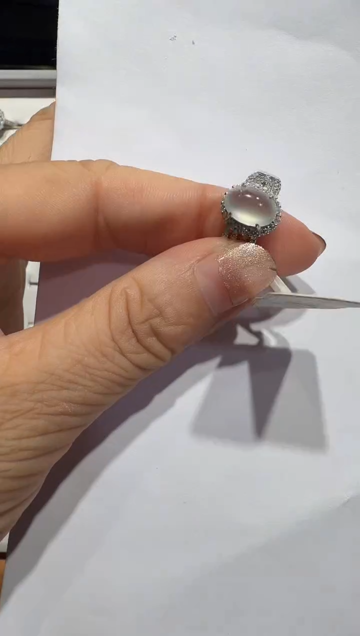 银S925镶嵌戒指翡翠925银镶翡翠戒指镶嵌127