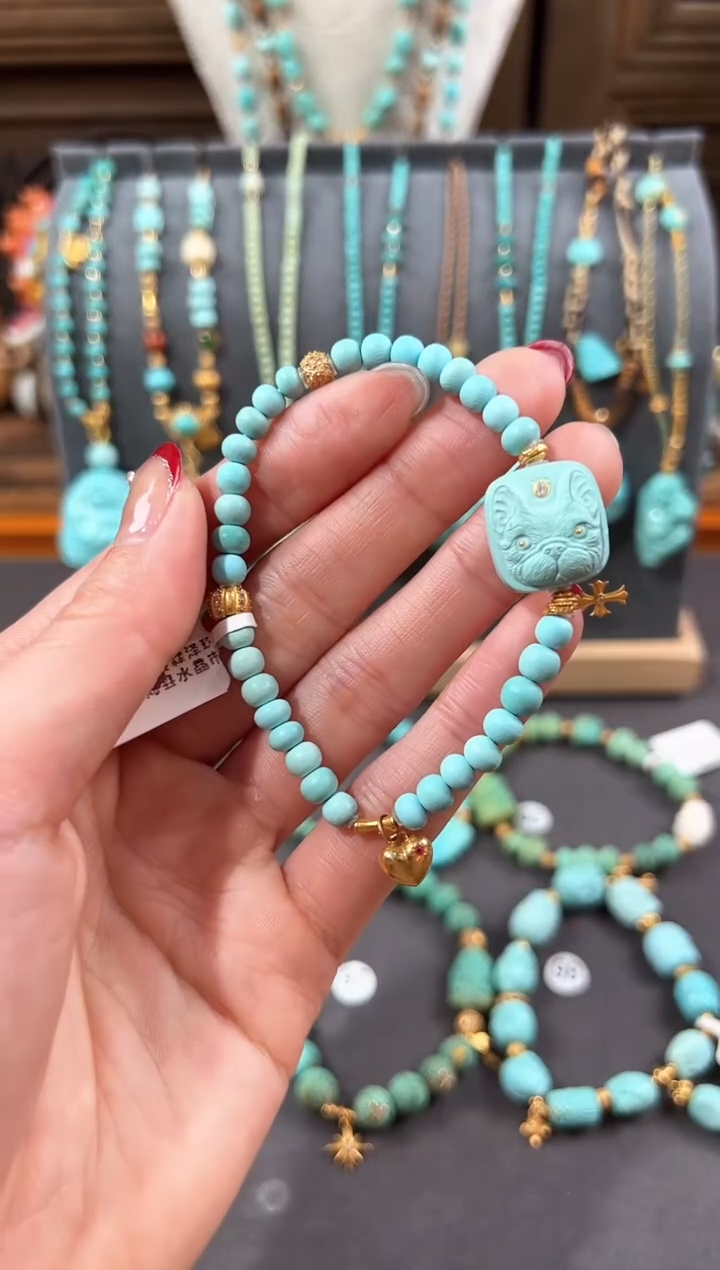 【闪购商品】绿松石手链18K金镶嵌绿松石手链