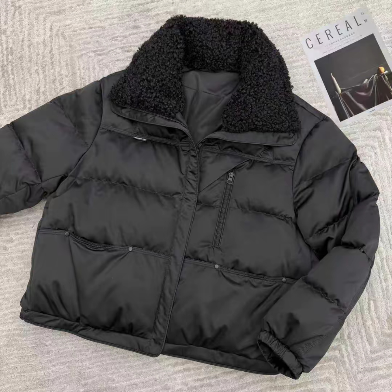 2025年冬季新款韩系百搭洋气减龄翻毛领保暖女士棉服外套D9908