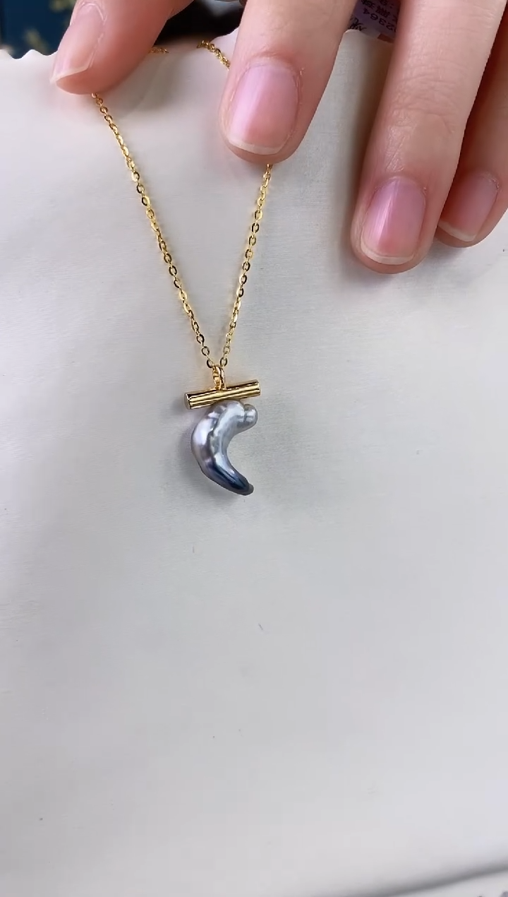 【闪购商品】海水珍珠吊坠(赠链)银S925镶嵌Keshi海水珍珠吊坠