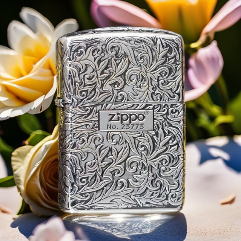 【老李推荐】zippo打火机唐草中标黄铜盔甲熏银五面雕刻DYJ1