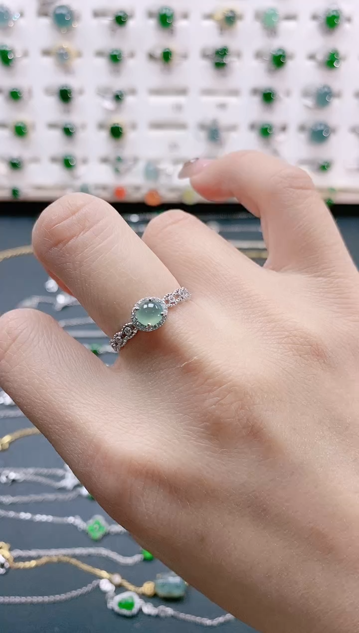 【闪购商品】翡翠戒指银S925镶嵌天然翡翠