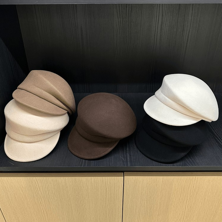 fever同款时尚博主羊毛呢礼帽女秋冬马术帽复古英伦报童帽潮ins