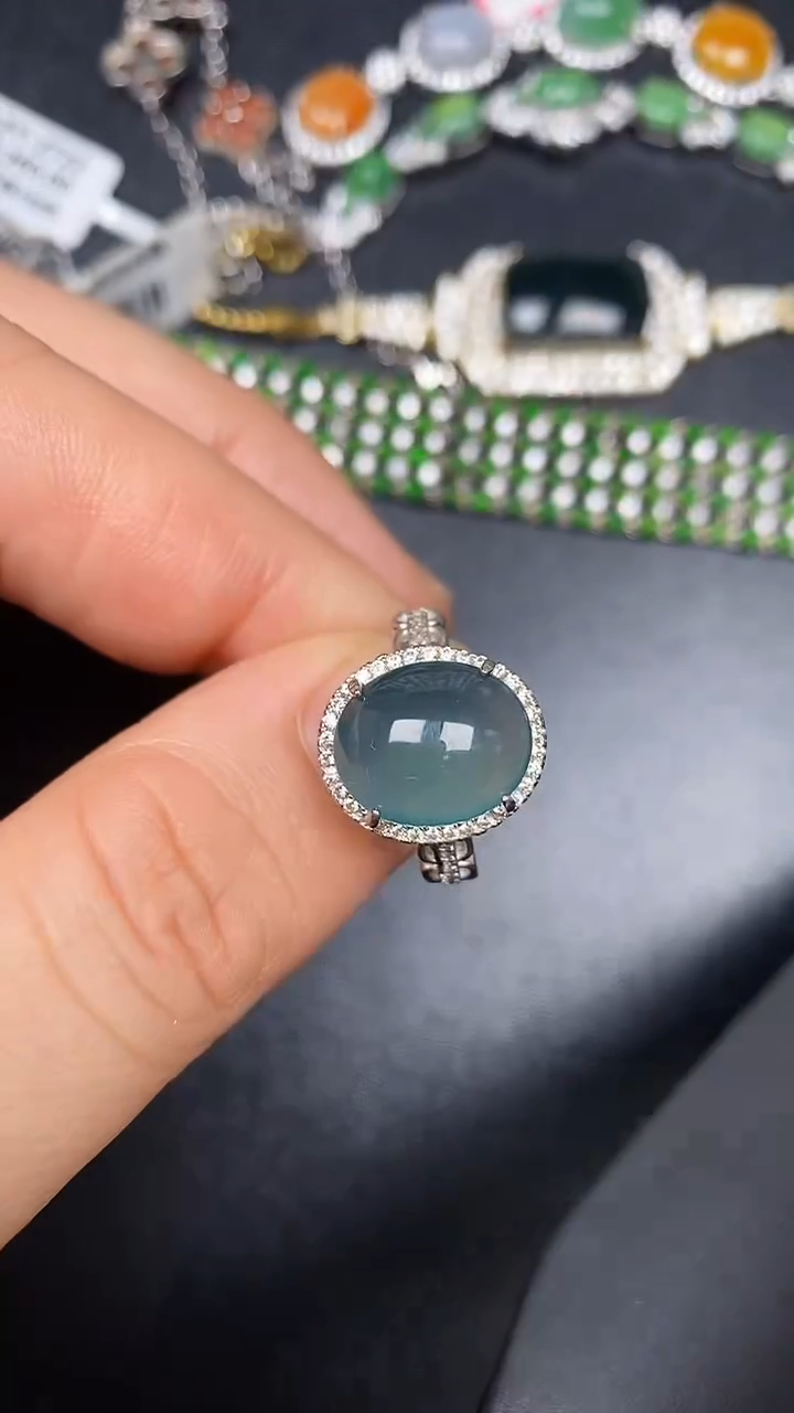 银S925镶嵌戒指翡翠1210