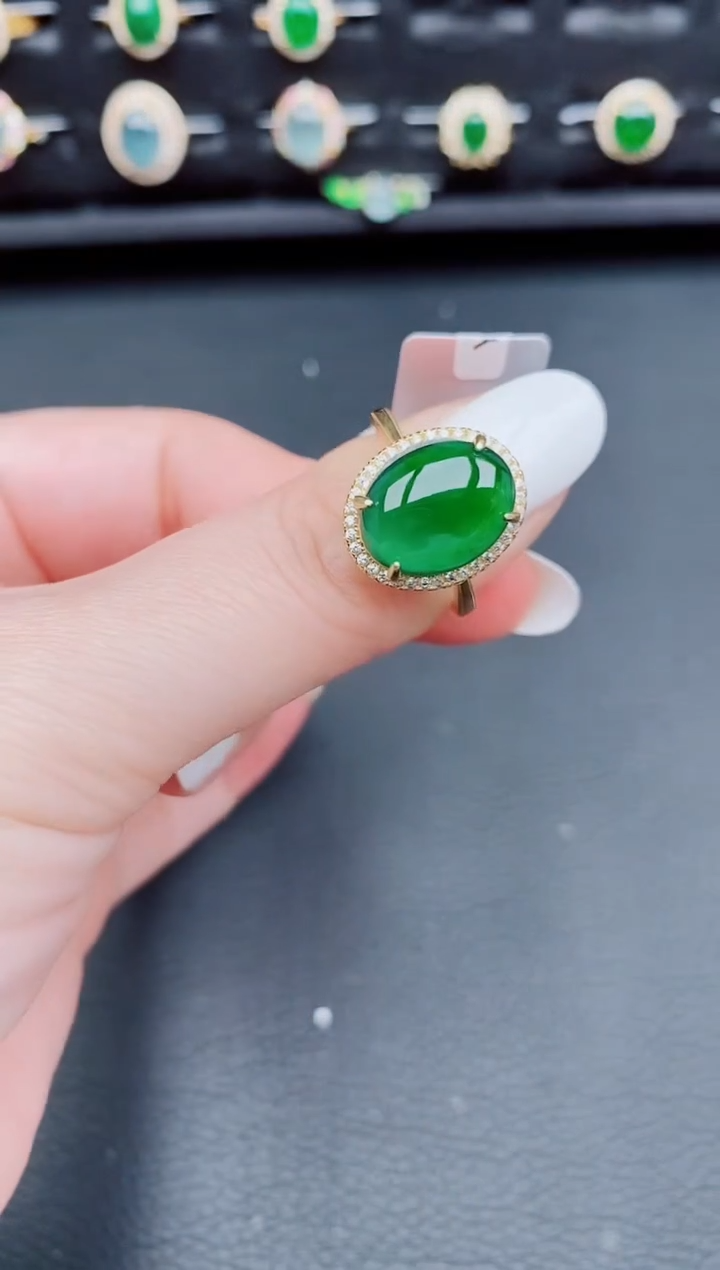 【闪购商品】翡翠戒指银S925镶嵌天然a货翡翠146