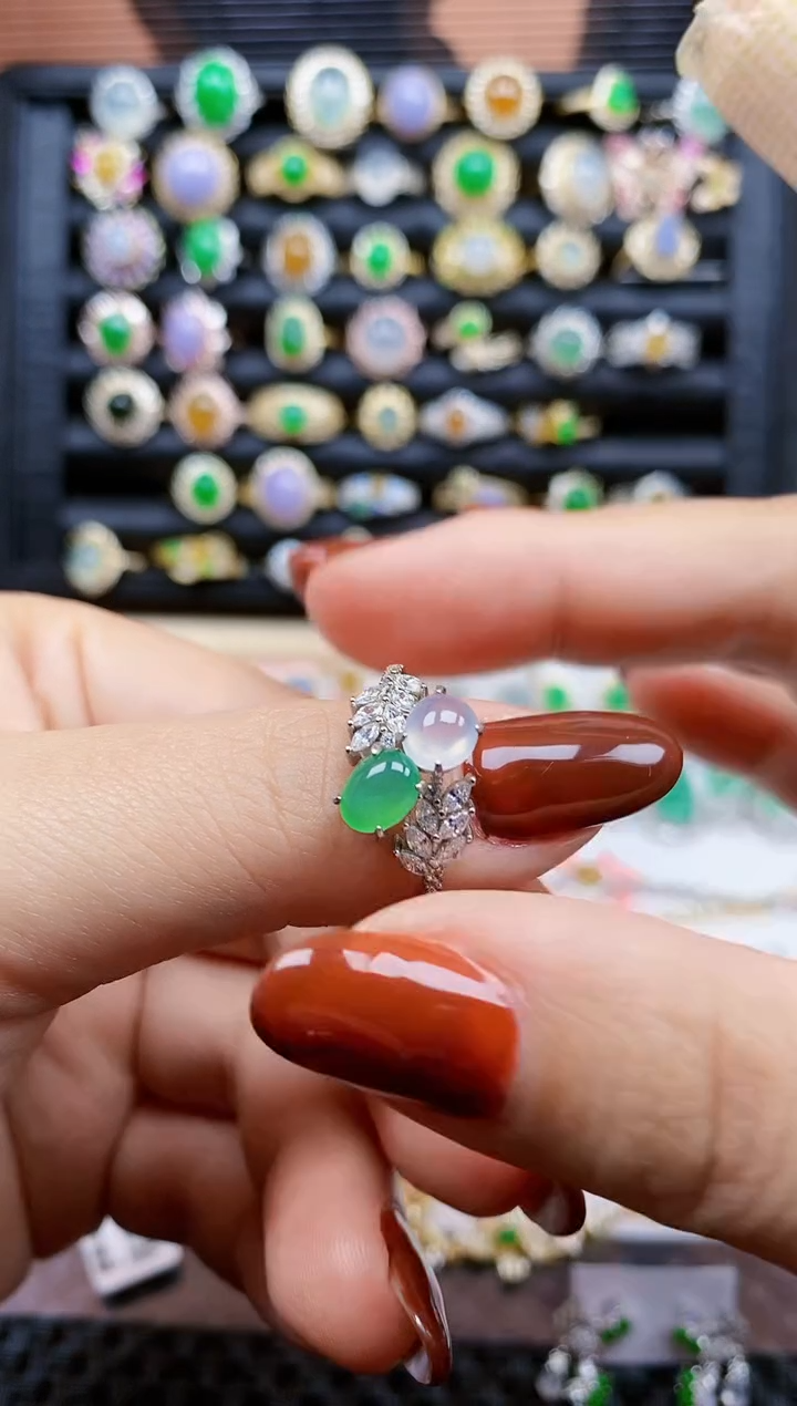 银S925镶嵌戒指翡翠暖****)399