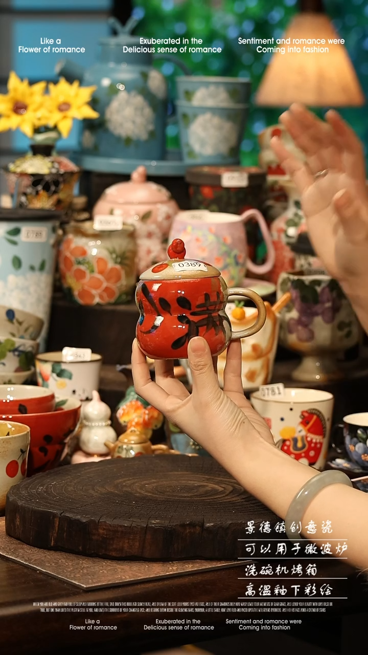 陶瓷景德镇高温釉下彩手工手绘款式@A0389@