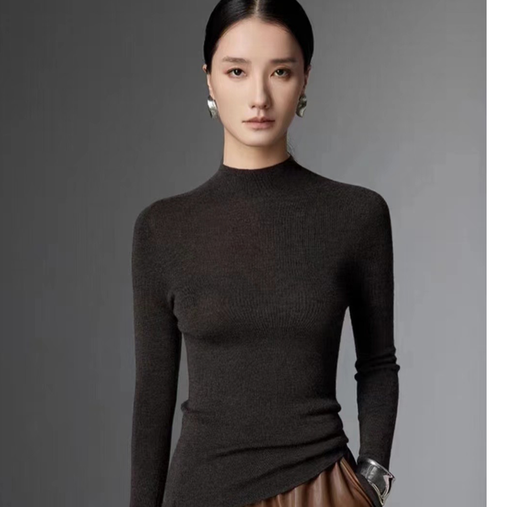不缩水薄款针织衫高领毛半高领百搭紧身秋冬打底衫保暖