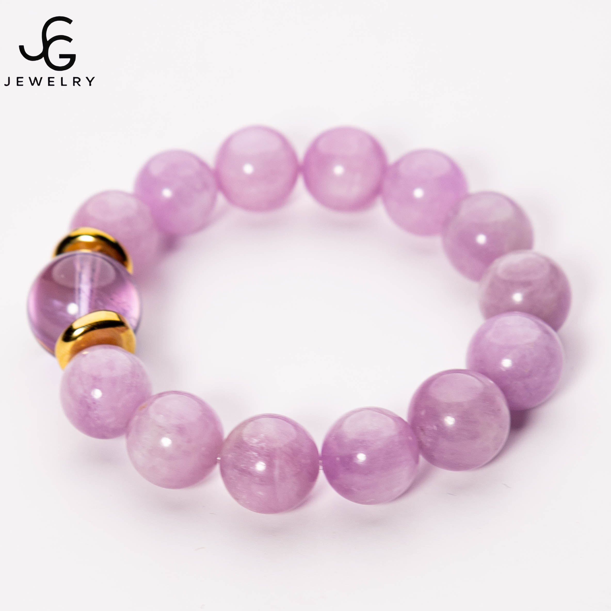 供应链设计款孤品放漏-紫锂灰巴西紫水晶手串