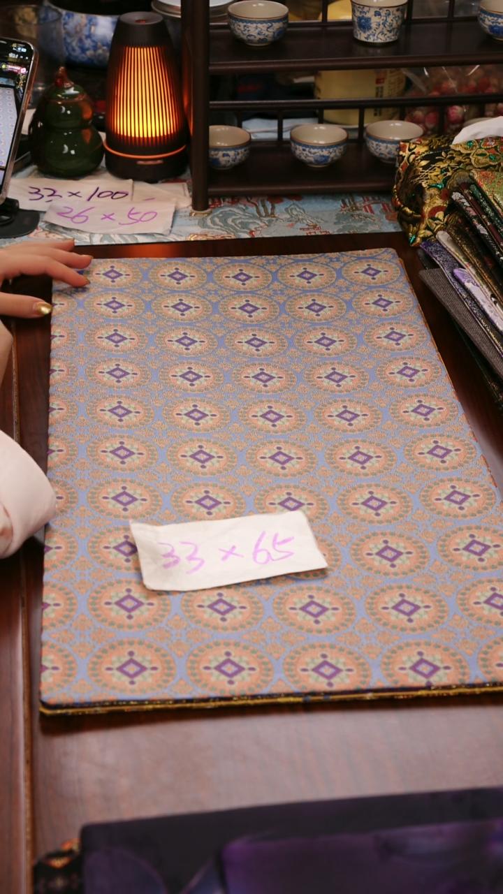 【连珠团窠双面】中国风干泡织锦茶席33*65