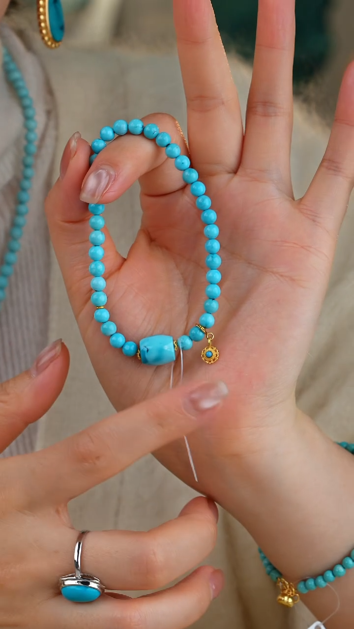 【闪购商品】绿松石手链18K金镶嵌1