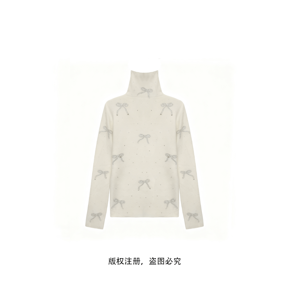  【COCOLOYIS】米白色色针织套头皮肤衣高领百搭圆领打底衫25010294