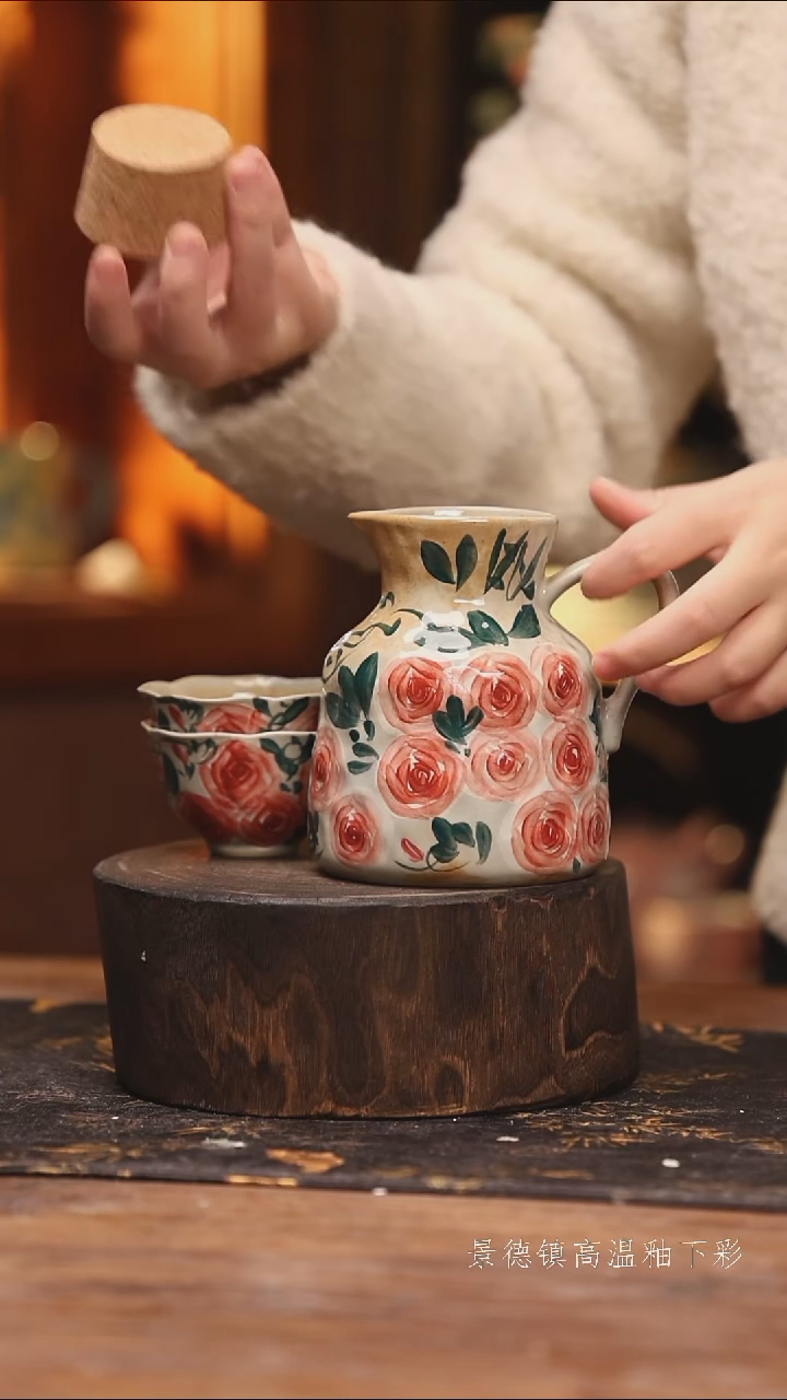 陶瓷景德镇高温釉下手绘陶瓷@L508@