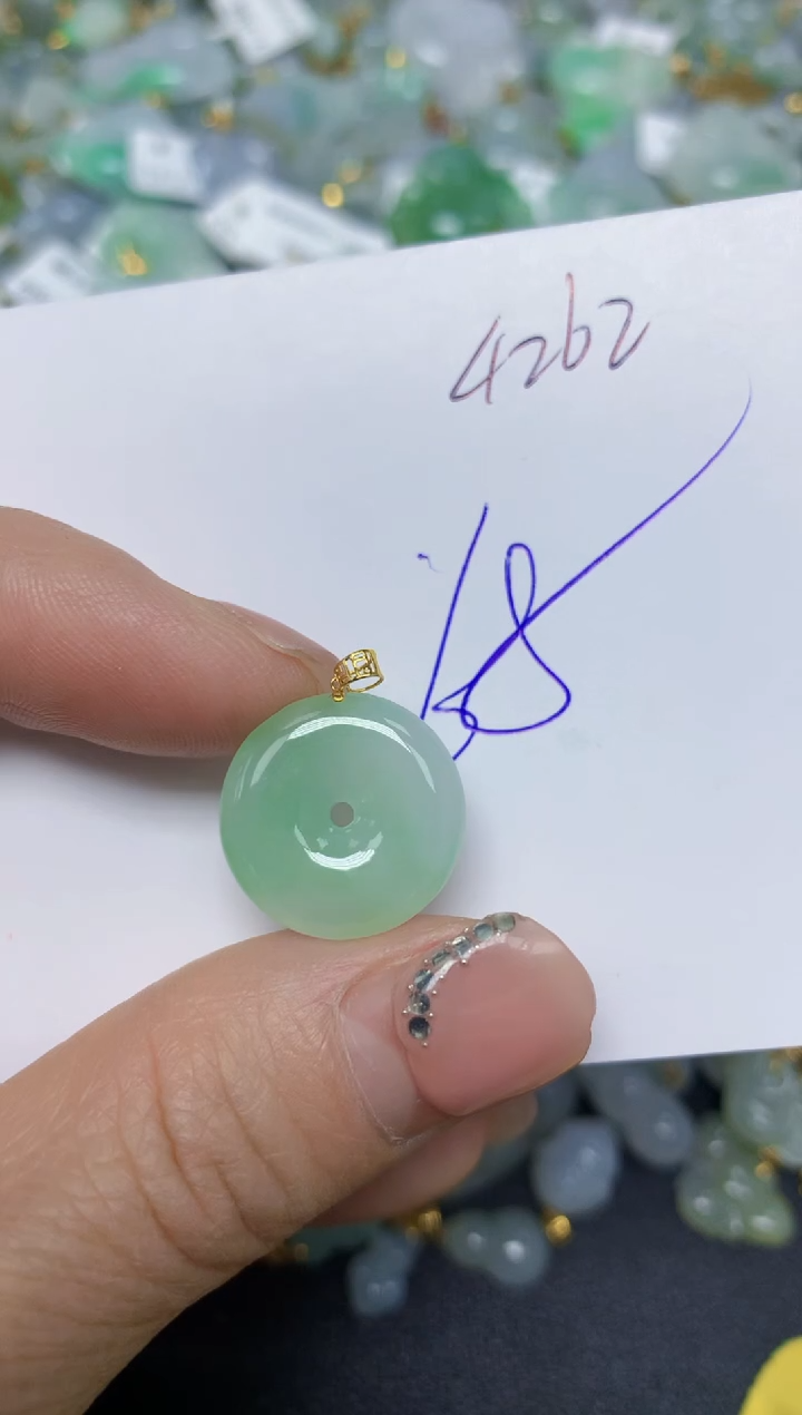 【闪购商品】翡翠挂件18K金镶嵌 天然翡翠A货
