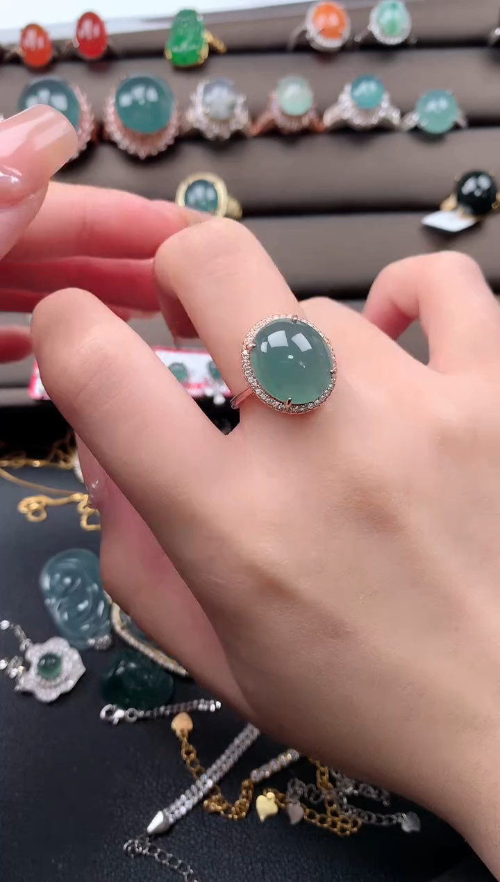 【闪购商品】翡翠戒指银S925镶嵌52141