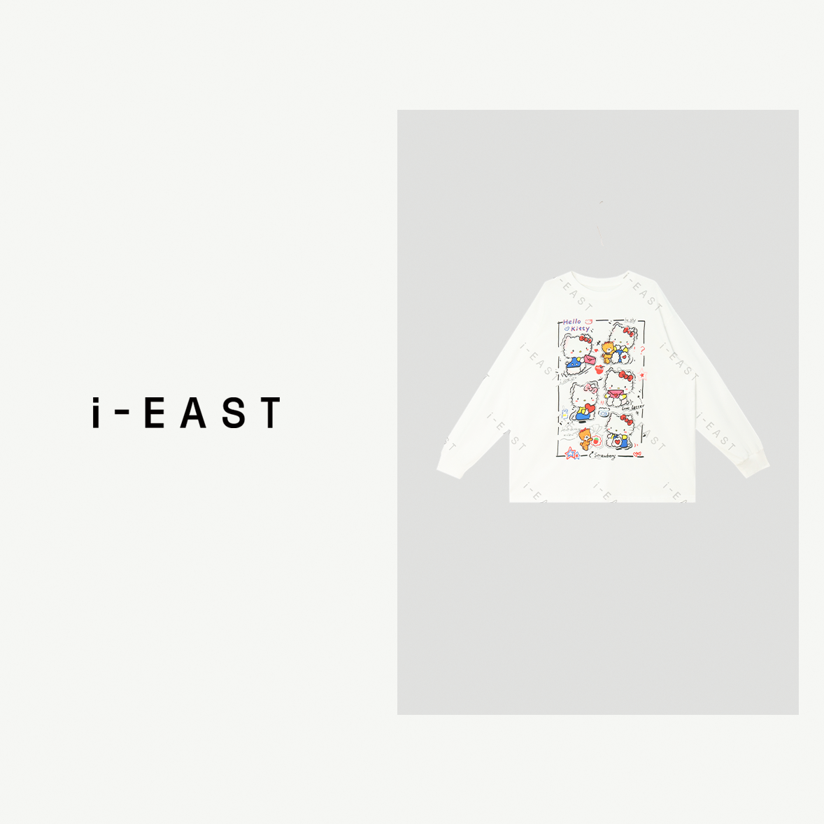 i-EAST 温暖凯蒂~凯蒂猫图案潮流不规格上衣-4D SY8102