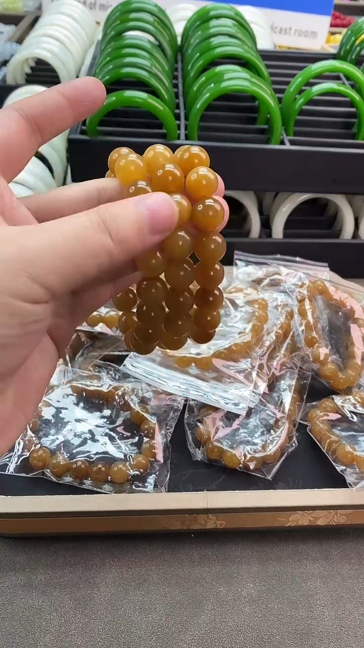 【闪购商品】和田玉（糖玉）手链未镶嵌黄金糖12mm单圈