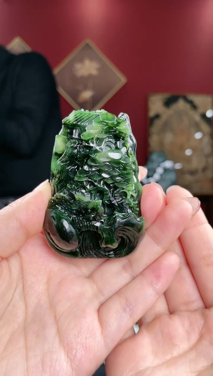 【闪购商品】和田玉把件未镶嵌碧玉山水