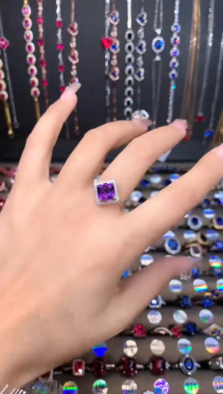 【闪购商品】水晶戒指银S925镶嵌银色