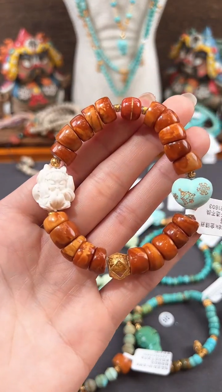 【闪购商品】蜜蜡手链18K金镶嵌蜜蜡手链