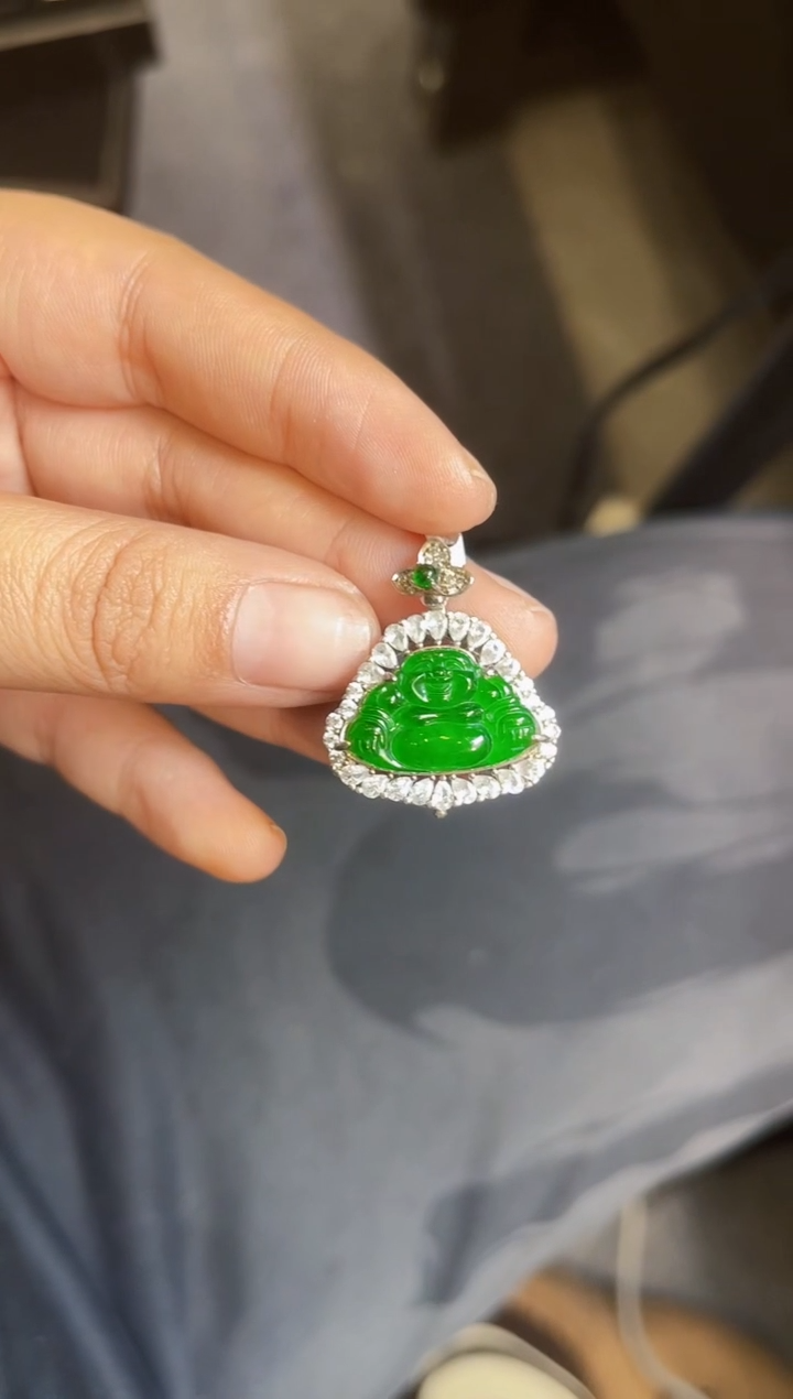 【闪购商品】翡翠颈饰银S925镶嵌佛公吊坠