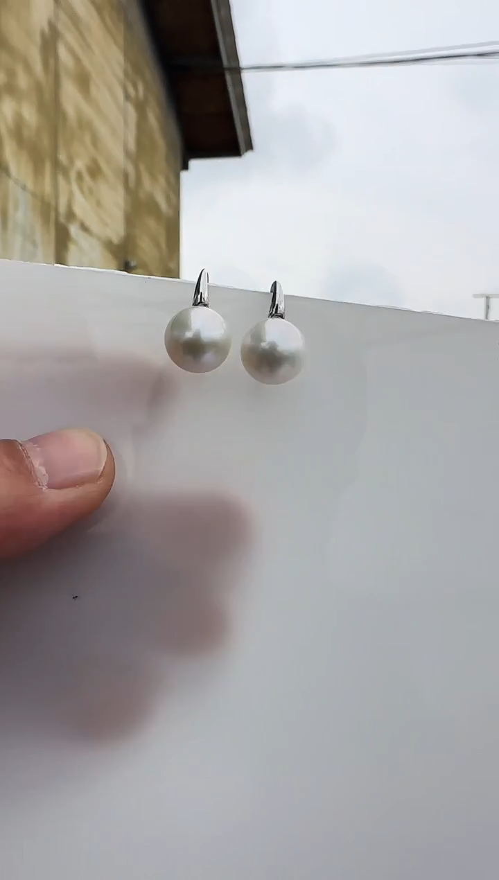 颈饰银S925镶嵌淡水珍珠11-12mm耳钩