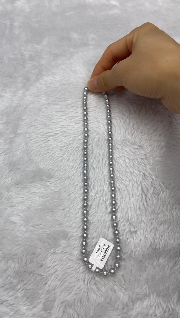 项链银S925镶嵌海水珍珠AK真多麻6-6.5mm