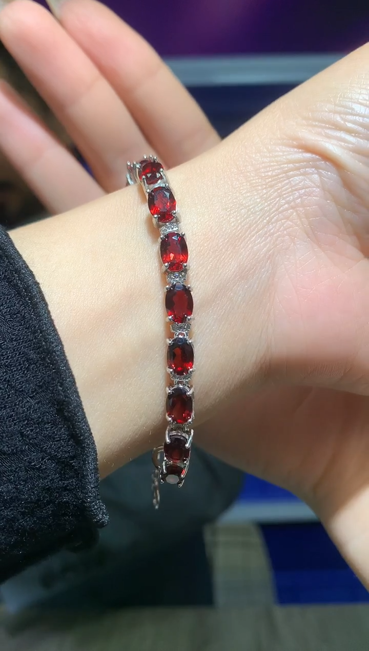 银S925镶嵌手链石榴石【宝石世家严选】