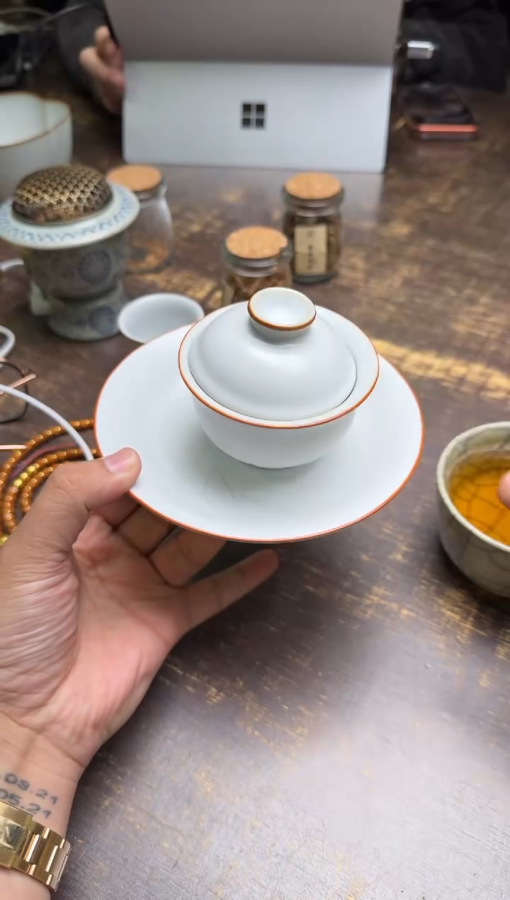 十年汝窑三才盖碗