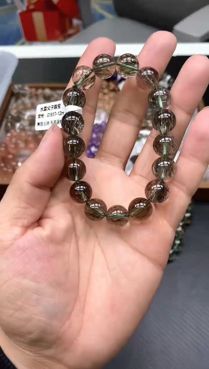 未镶嵌手串水晶14绿发晶12mm