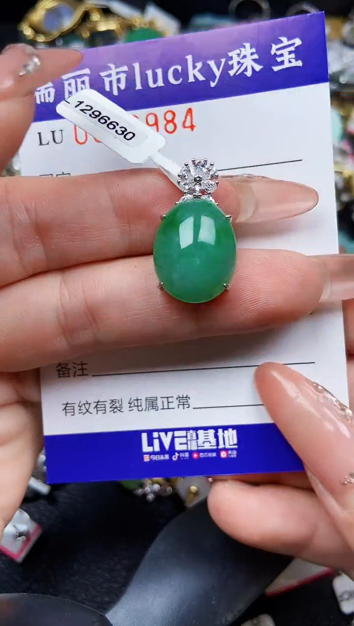 翡翠银S925镶嵌颈饰6984