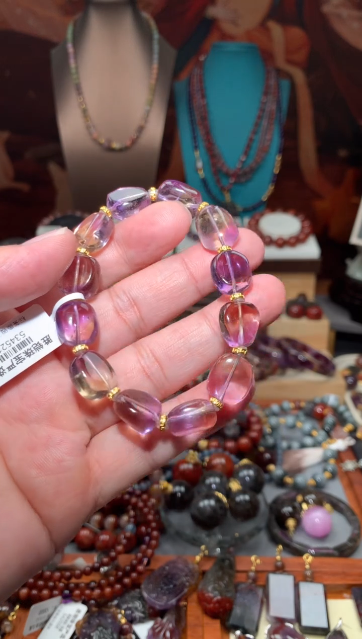 未镶嵌珠宝半成品水晶紫黄晶糖豆，多样性
