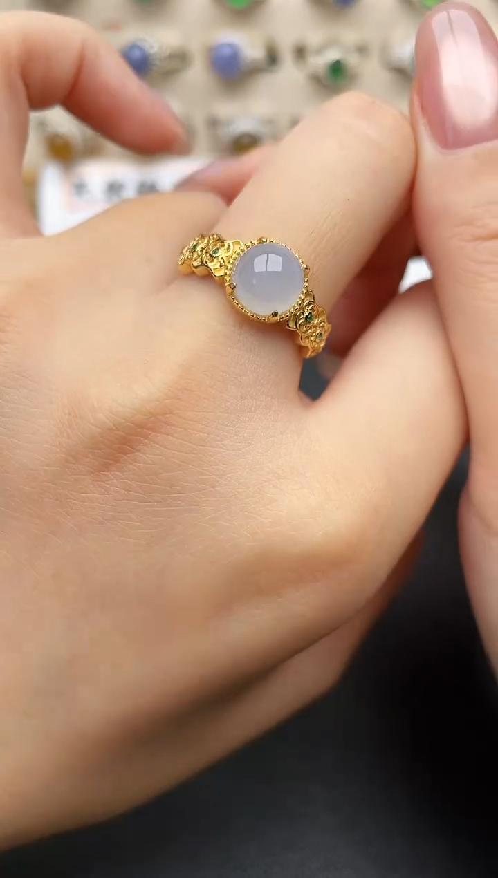 翡翠戒指银S925镶嵌一物一证一礼盒