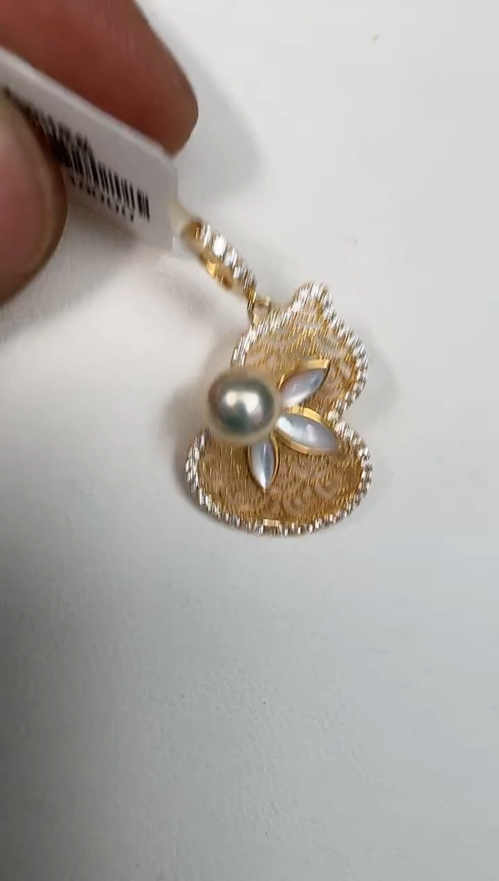 颈饰银S925镶嵌海水珍珠吊坠