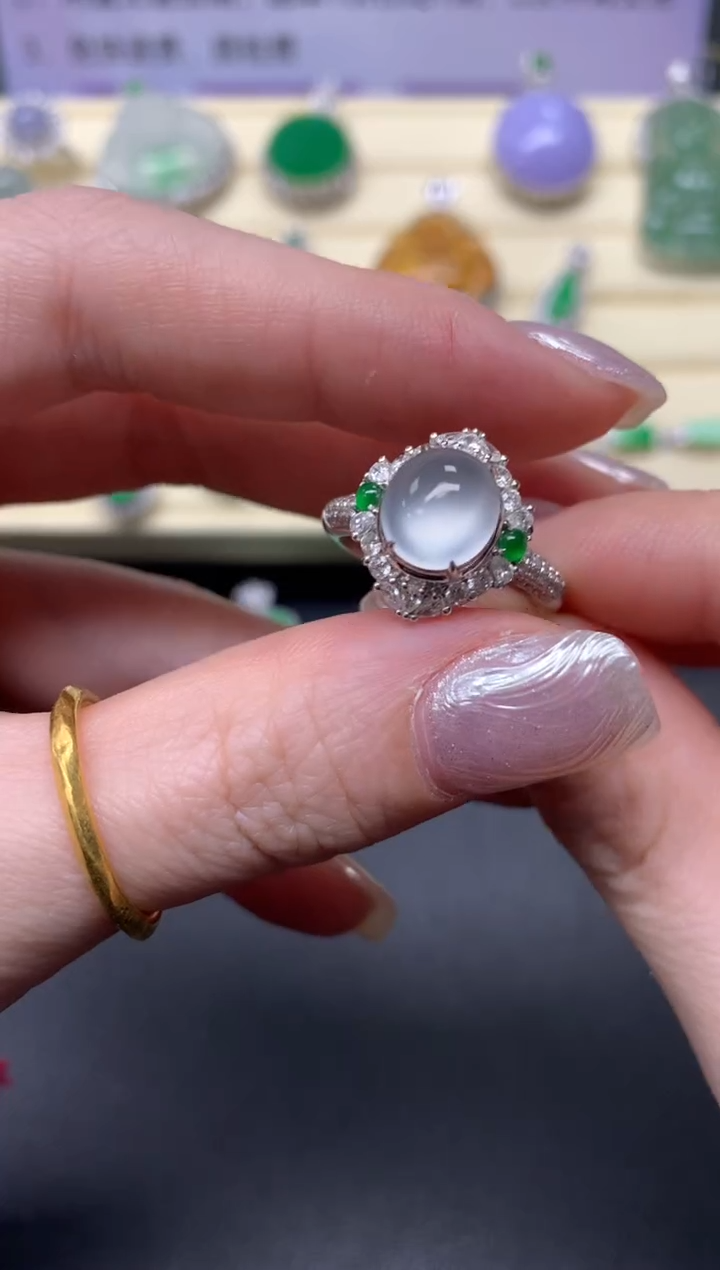 【闪购商品】翡翠戒指18K金镶嵌戒指|17650+1765