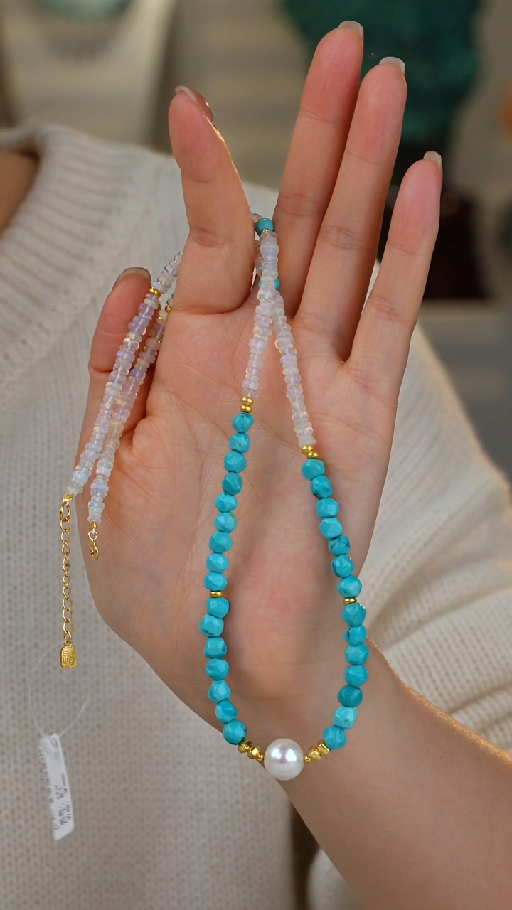 【闪购商品】绿松石项链银S925镀金镶嵌多样性发货