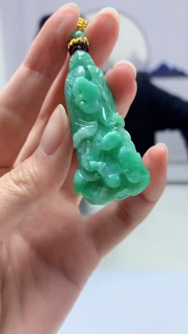 【闪购商品】定制翡翠未镶嵌4969zm-毛货挂件44白菜