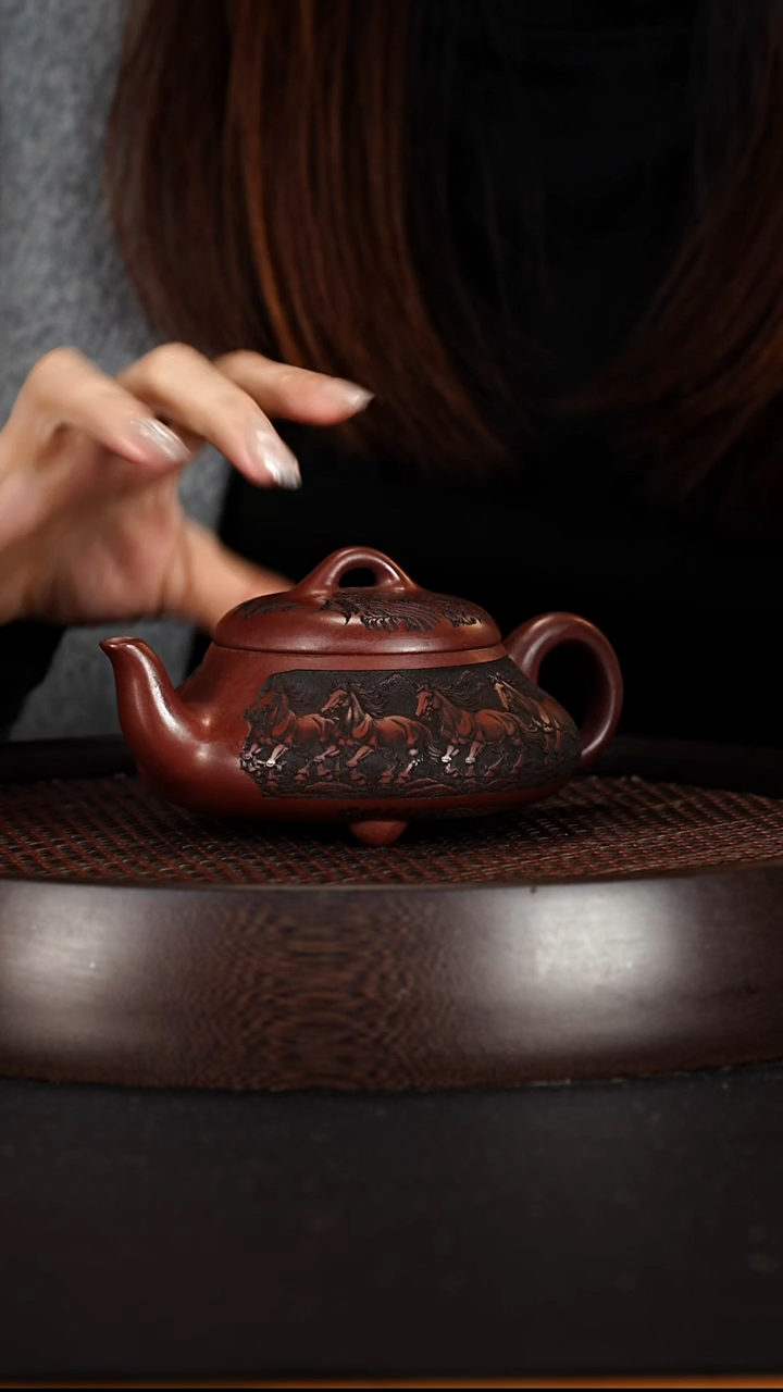 茶壶紫砂宜兴紫砂壶金龙血砂汉棠石瓢240cc