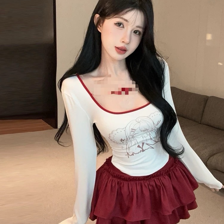 jk制服套装女学院风甜辣纯欲修身短袖上衣红色蛋糕裙子两件套835
