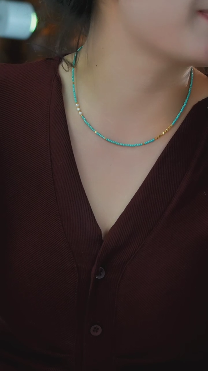 【闪购商品】绿松石项链银S925镶嵌多样性发一