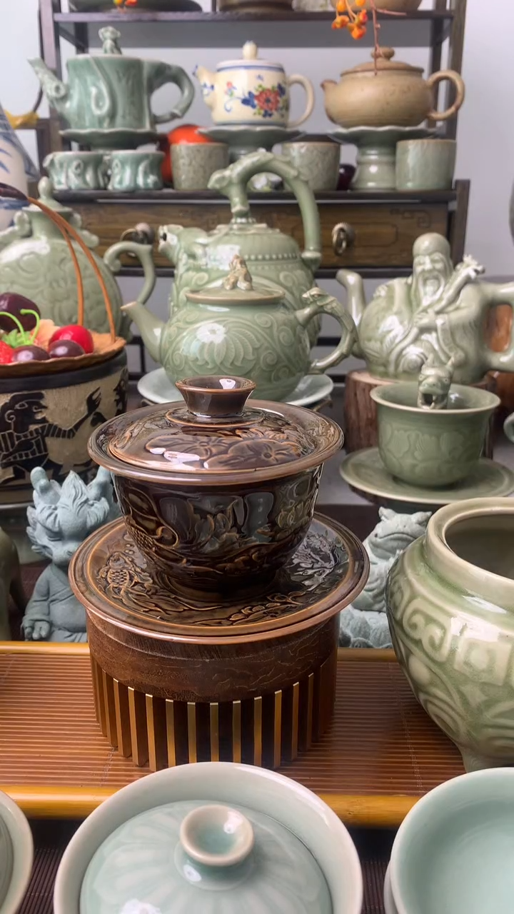 【闪购商品】耀州窑窑变三才盖碗1只