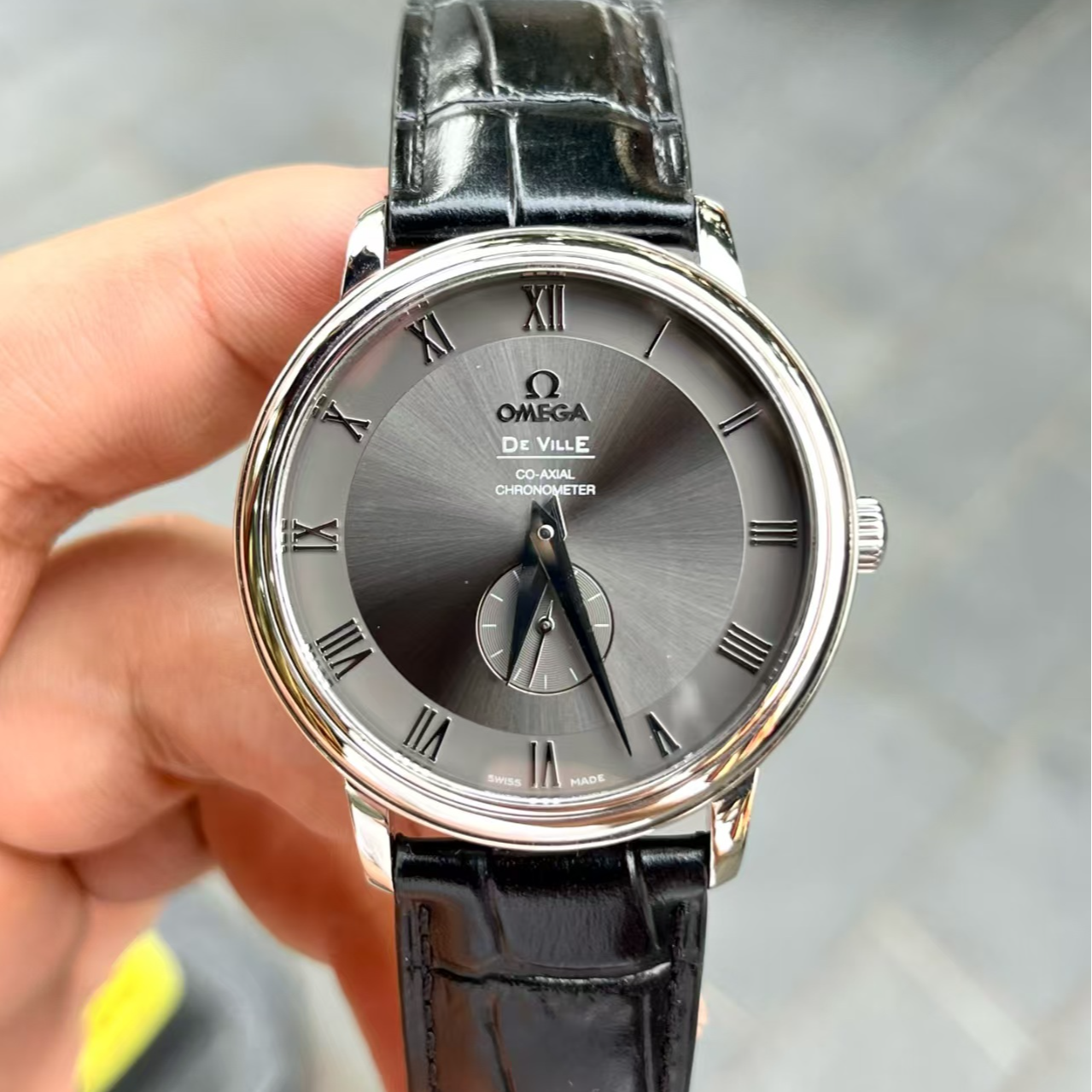 99新 Omega/欧米茄 蝶飞灰小秒针/39.5mm/4813.40.01 皮带