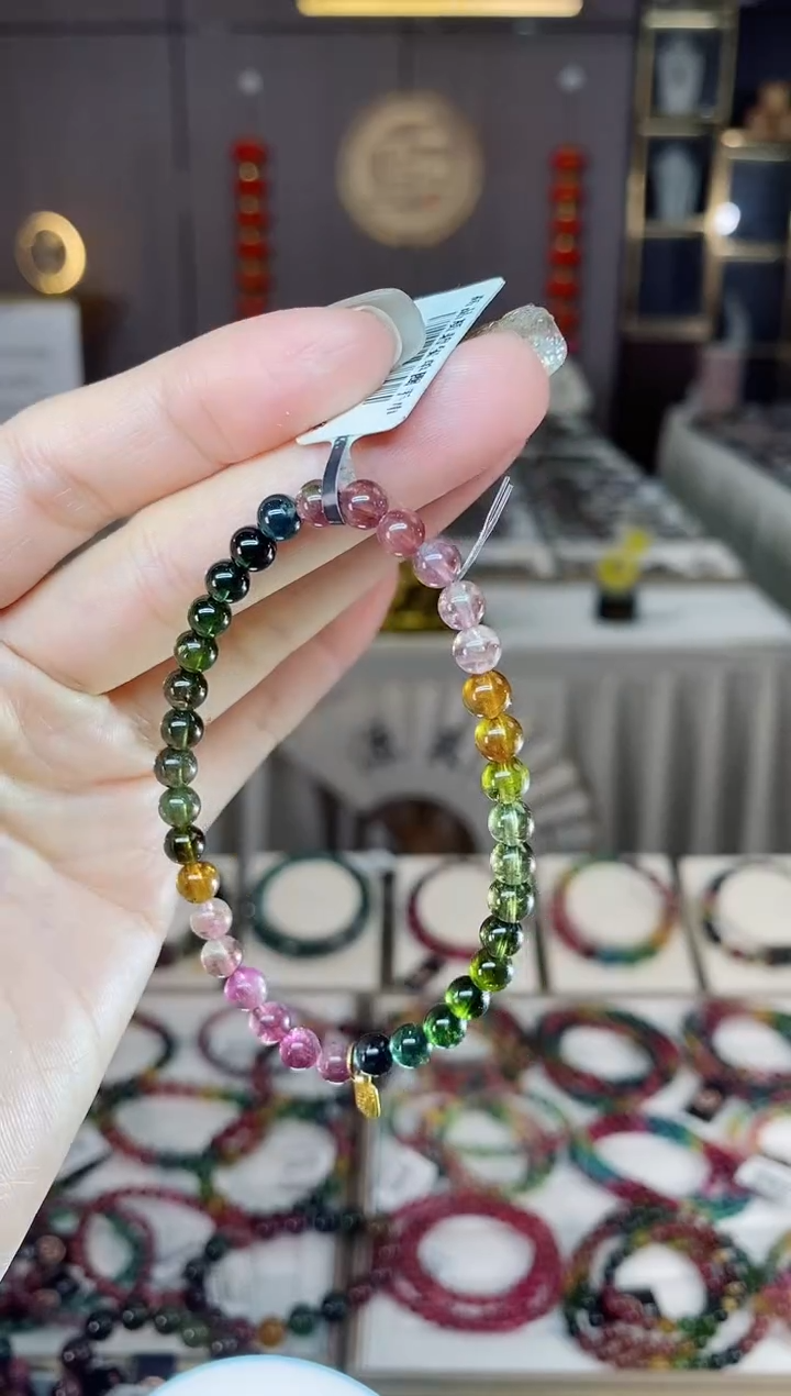 未镶嵌老矿碧玺单圈圈手串5mm+碧玺dan多样性发货一条
