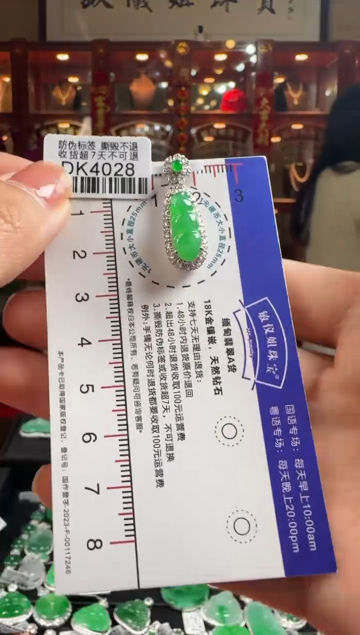 【闪购商品】翡翠颈饰18K金镶嵌DK4028冰绿豆豆