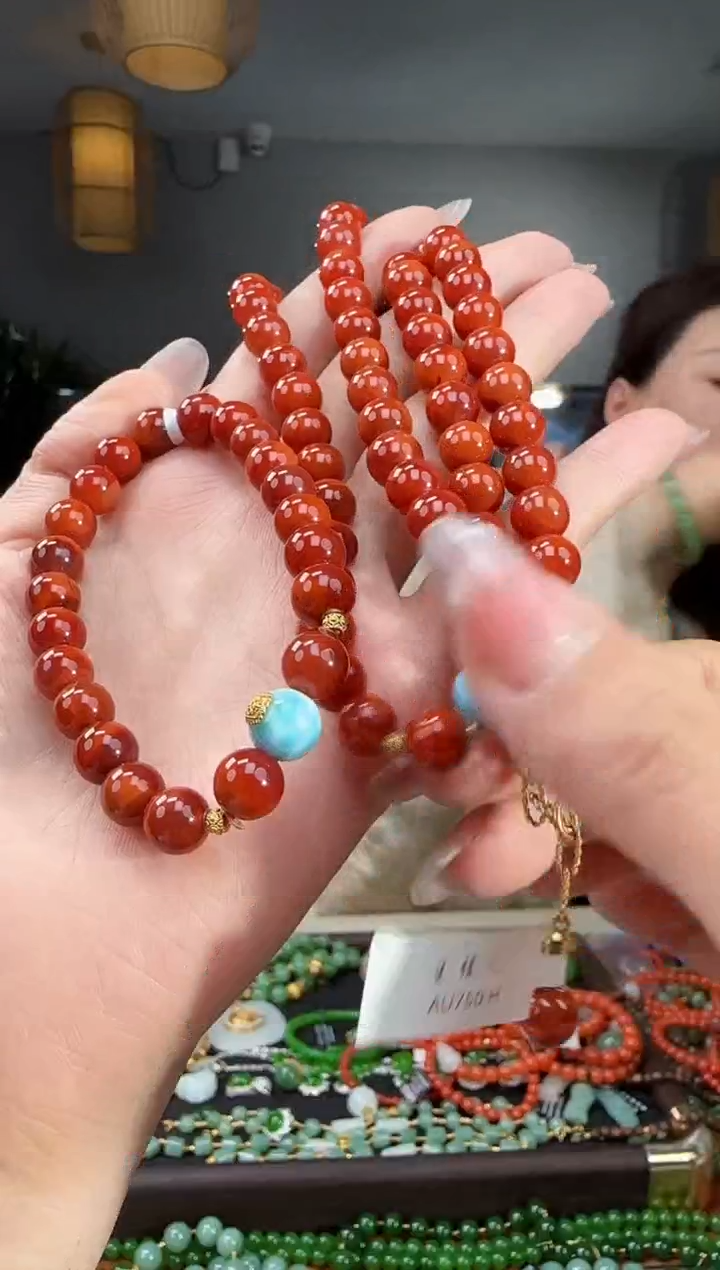 18K金镶嵌手链南红玛瑙1