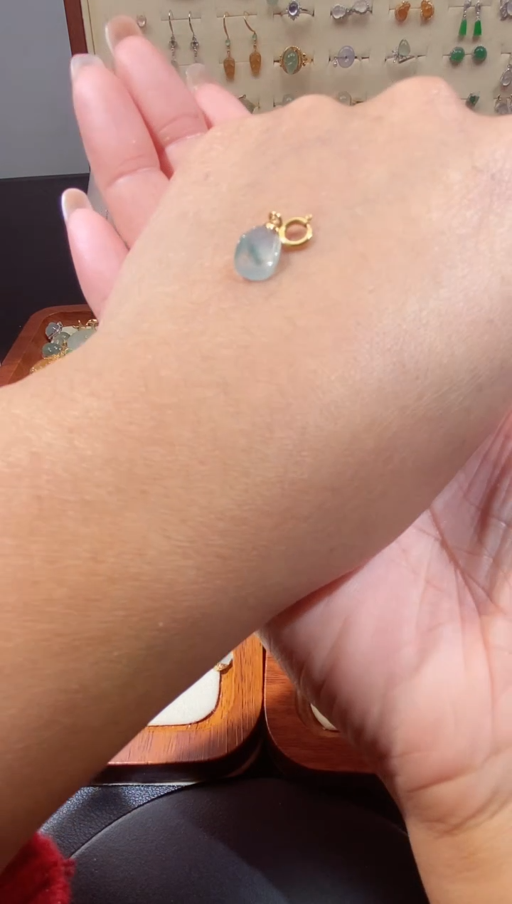 翡翠18K金镶嵌吊坠(不含链)11111111