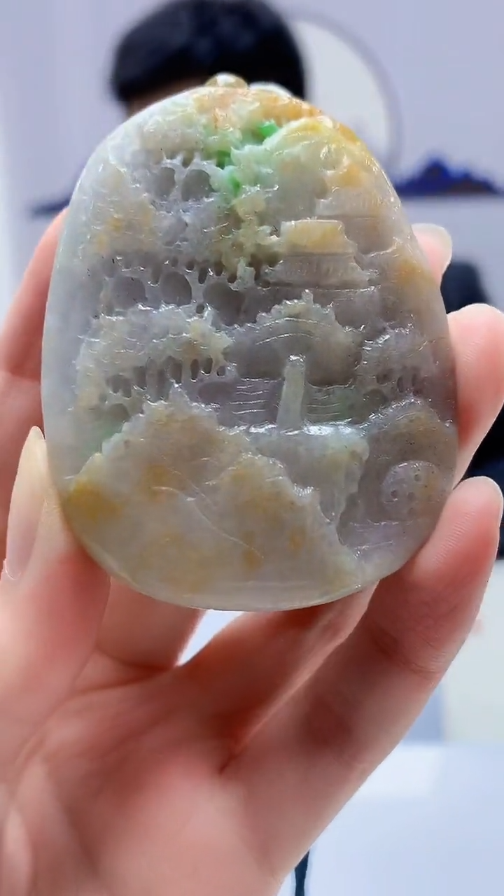 【闪购商品】定制翡翠未镶嵌5153zm-毛货挂件山水106