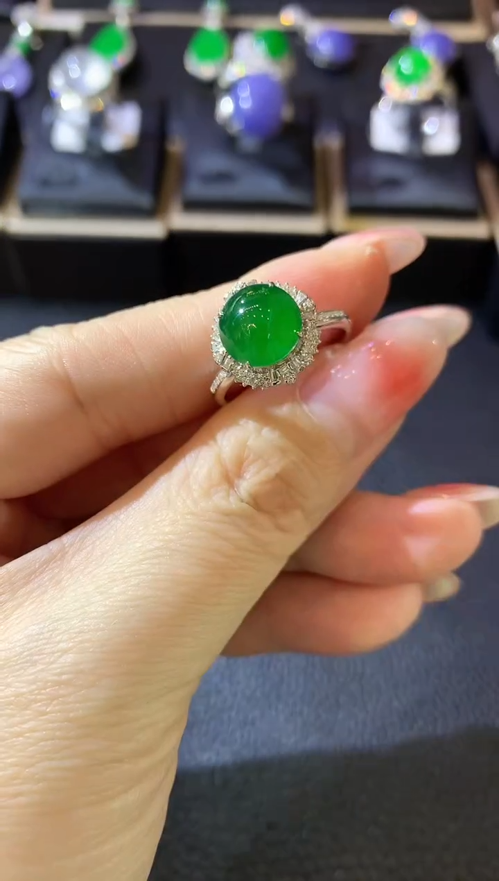 【闪购商品】翡翠戒指18K金镶嵌C99 翡翠