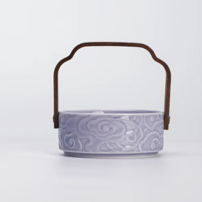 祥云紫色提梁果篮