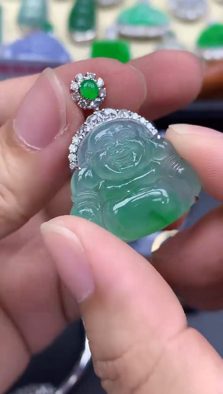 颈饰18K金镶嵌翡翠539-中国好珍宝